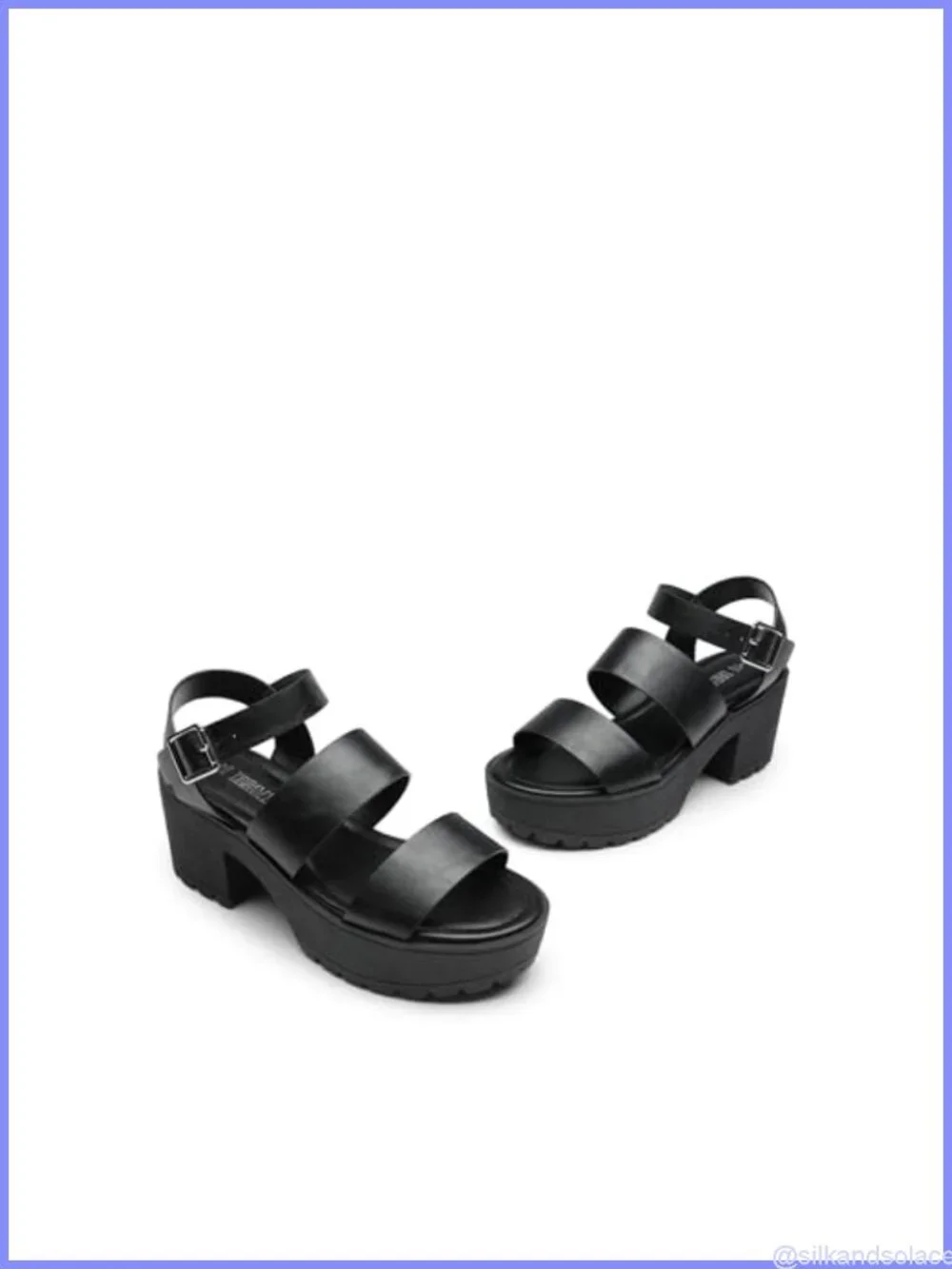 Women's Platform Chunky Low Heel Sandals, Faux Leather, Adjustable Buckle